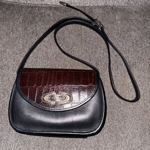 Zippi Genuine Leather Black and Brown Crossbody Bag
